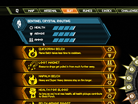 Sentinel Crystal inventory tab accessd on the Praetor Suit Tab. 